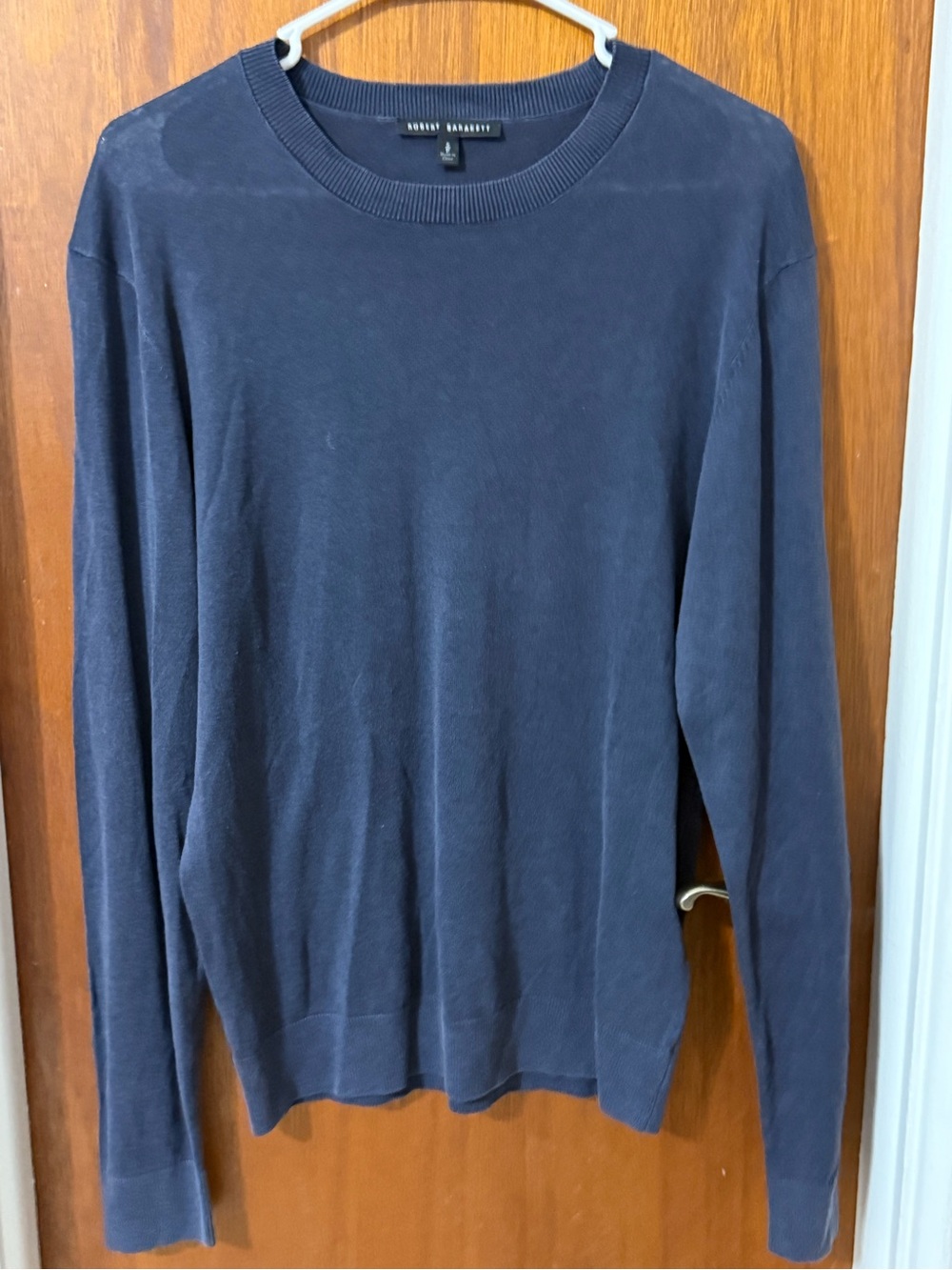 Robert Barakett Men's S Blue Linen Cotton Blend Knit Crewneck Pullover Sweater